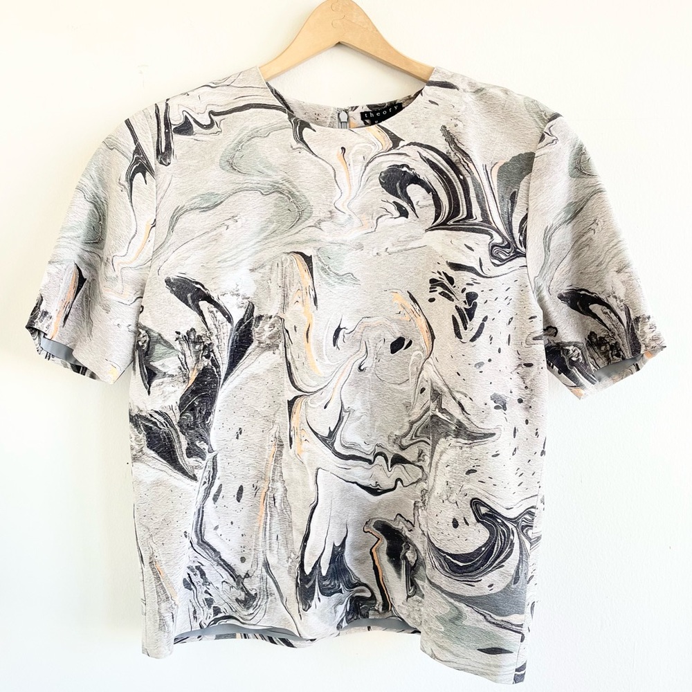 Theory Silk Marble Swirl Top